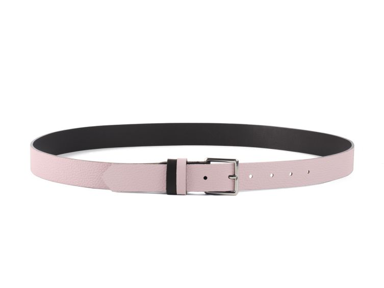 Ceinture cuir reverso noir / rose - 11100