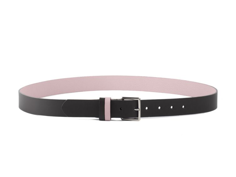 Ceinture cuir reverso noir / rose - 11100