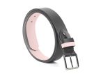 Ceinture cuir reverso noir / rose - 11100