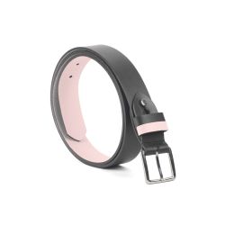 Ceinture cuir reverso noir / rose - 11100