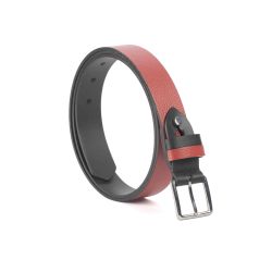 Ceinture cuir reverso noir / rouge - 11100
