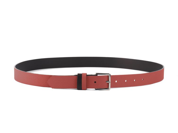 Ceinture cuir reverso noir / rouge - 11100