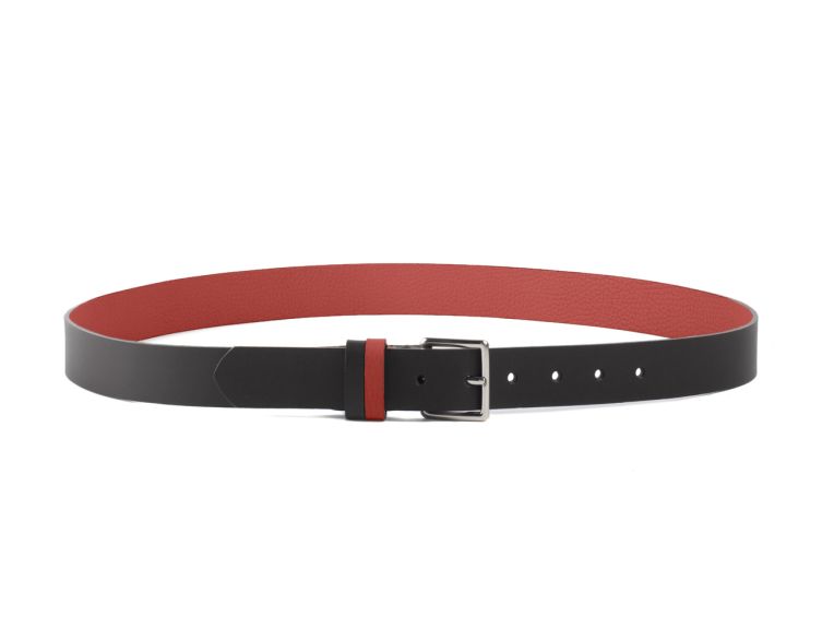Ceinture cuir reverso noir / rouge - 11100