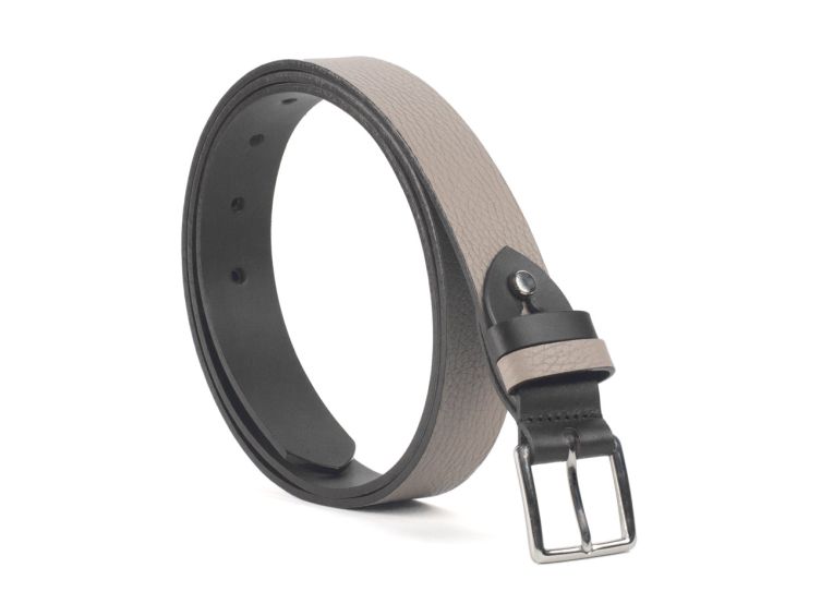 Ceinture cuir reverso noir / tourbe - 11100