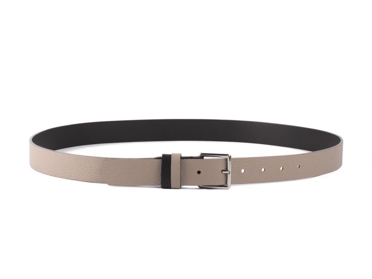 Ceinture cuir reverso noir / tourbe - 11100