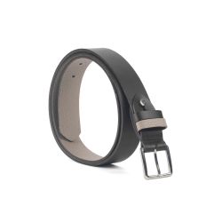 Ceinture cuir reverso noir / tourbe - 11100