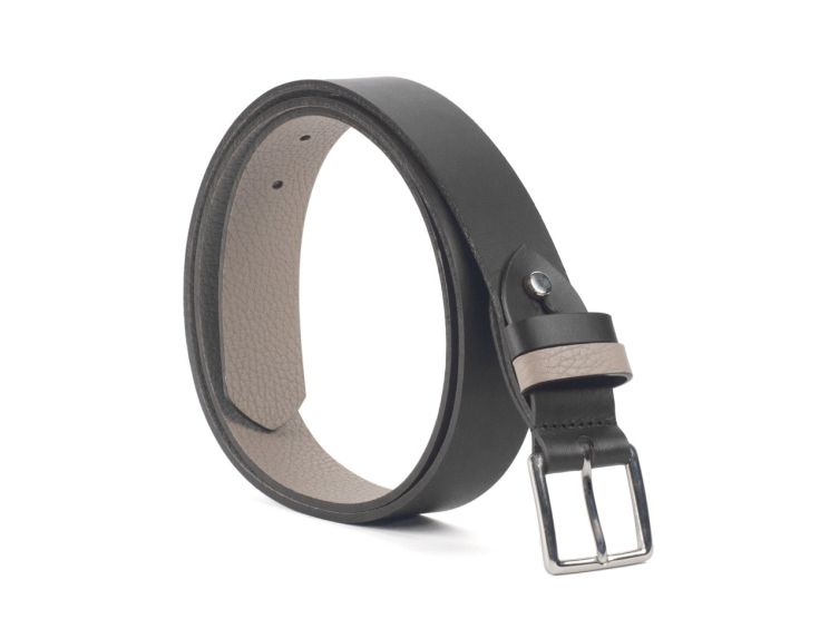 Ceinture cuir reverso noir / tourbe - 11100