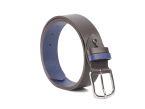 Ceinture cuir reverso marron foncé / bleu - 11101