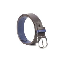 Ceinture cuir reverso marron foncé / bleu - 11101