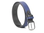 Ceinture cuir reverso noir / bleu - 11101