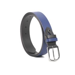 Ceinture cuir reverso noir / bleu - 11101