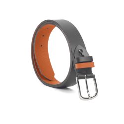Ceinture cuir reverso noir / orange - 11101