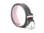 Ceinture cuir reverso noir / rose - 11101