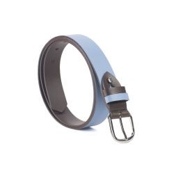 Ceinture cuir reverso marron foncé / ciel - 11106