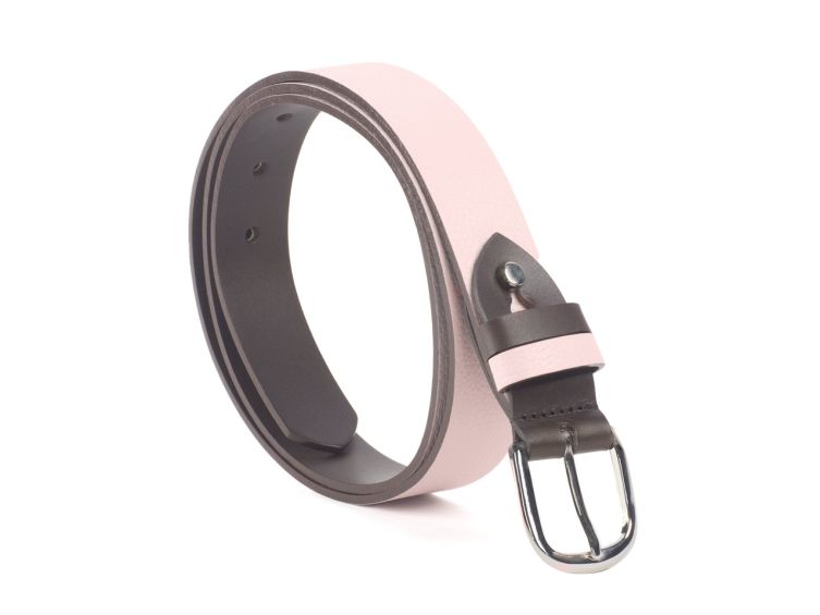 Ceinture cuir reverso marron foncé / rose - 11106