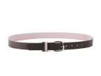 Ceinture cuir reverso marron foncé / rose - 11106