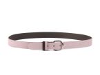 Ceinture cuir reverso marron foncé / rose - 11106