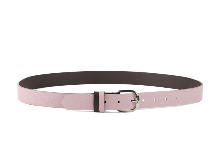 Ceinture cuir reverso marron foncé / rose - 11106