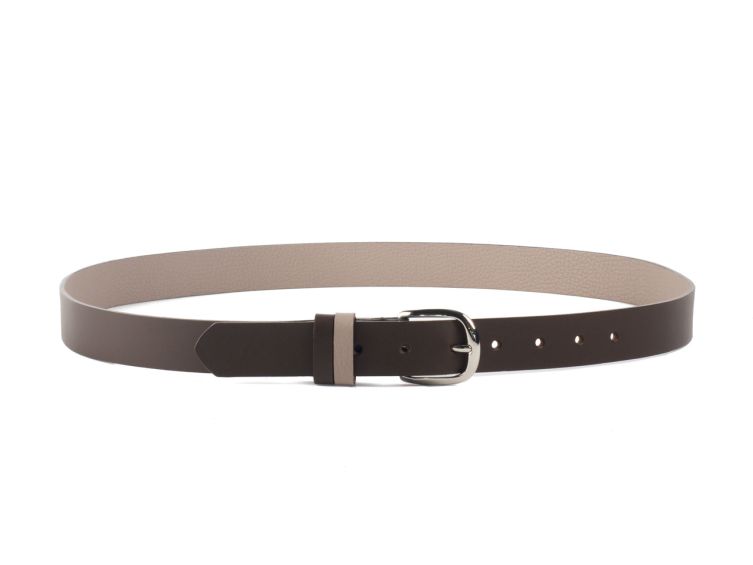 Ceinture cuir reverso marron foncé / tourbe - 11106