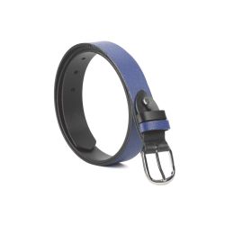 Ceinture cuir reverso noir / bleu - 11106