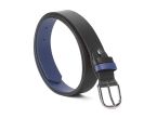 Ceinture cuir reverso noir / bleu - 11106