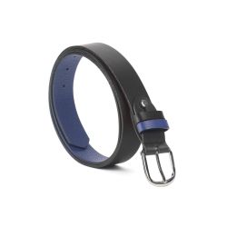 Ceinture cuir reverso noir / bleu - 11106