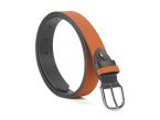 Ceinture cuir reverso noir / orange - 11106