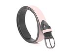 Ceinture cuir reverso noir / rose - 11106