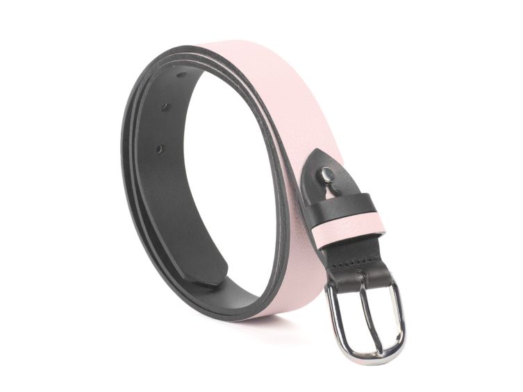 Ceinture cuir reverso noir / rose - 11106