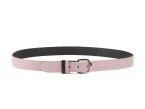 Ceinture cuir reverso noir / rose - 11106