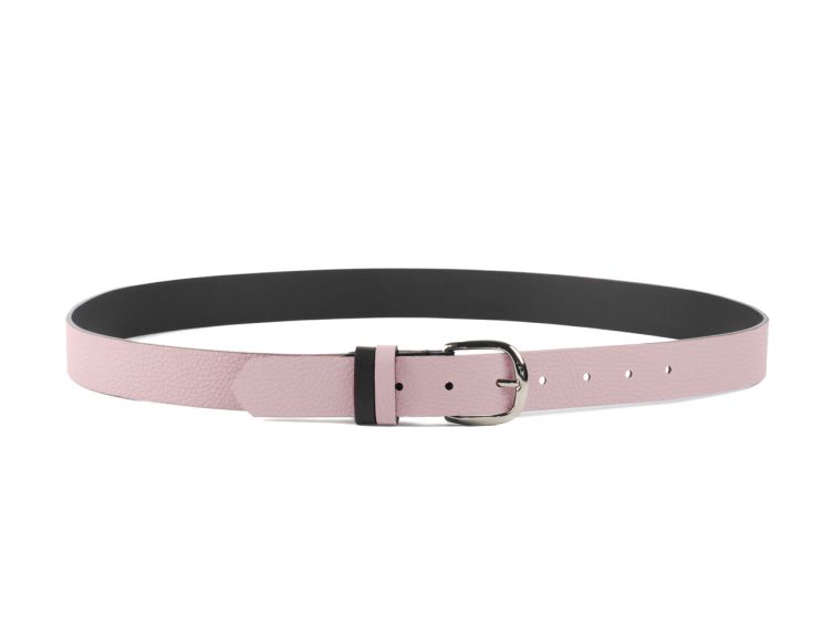 Ceinture cuir reverso noir / rose - 11106