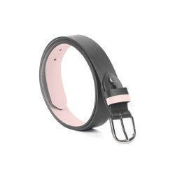 Ceinture cuir reverso noir / rose - 11106