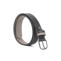 Ceinture cuir reverso noir / tourbe - 11106