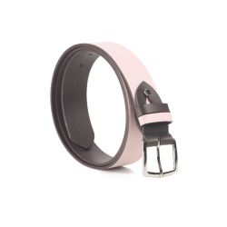 Ceinture cuir reverso marron foncé / rose - 11107