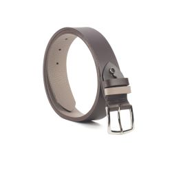 Ceinture cuir reverso marron foncé / tourbe - 11107