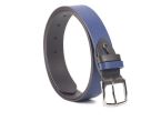 Ceinture cuir reverso noir / bleu - 11107