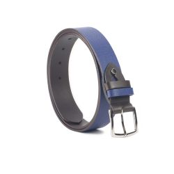Ceinture cuir reverso noir / bleu - 11107