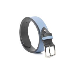 Ceinture cuir reverso noir / ciel - 11107