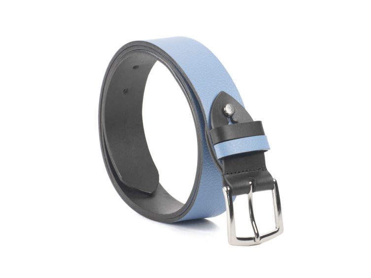 Ceinture cuir reverso noir / ciel - 11107