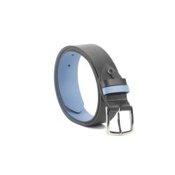 Ceinture cuir reverso noir / ciel - 11107