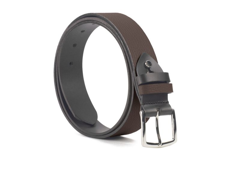 Ceinture cuir reverso noir / marron - 11107