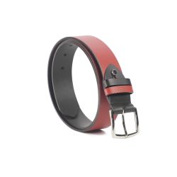Ceinture cuir reverso noir / rouge - 11107