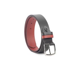 Ceinture cuir reverso noir / rouge - 11107