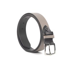 Ceinture cuir reverso noir / tourbe - 11107