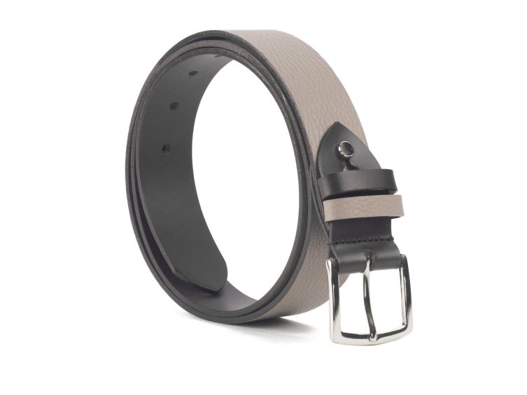 Ceinture cuir reverso noir / tourbe - 11107