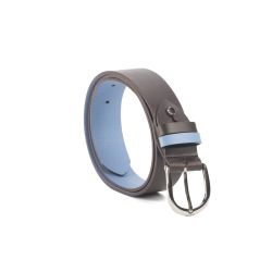 Ceinture cuir reverso marron foncé / ciel - 11108