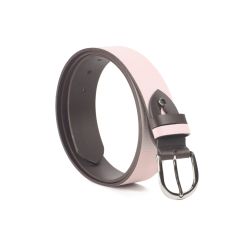 Ceinture cuir reverso marron foncé / rose - 11108