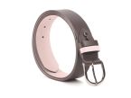 Ceinture cuir reverso marron foncé / rose - 11108