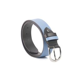 Ceinture cuir reverso noir / ciel - 11108