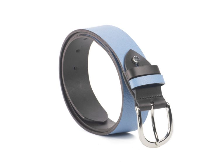 Ceinture cuir reverso noir / ciel - 11108
